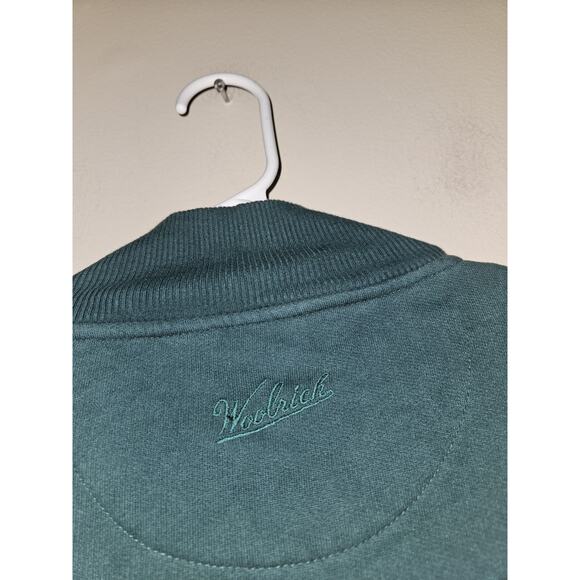 Woolrich Pullover Sweater Men's Medium 1/4 Zip Long Sleeve Elbow Patch Green - Picture 8 of 8